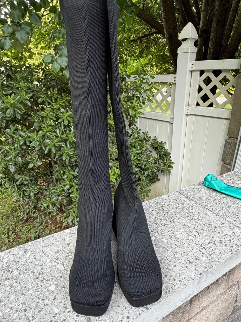 Source Unknown Black Stretch Over-the-Knee Platform Block Heel Boots